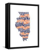 Typographic Illinois Illini-CAPow-Framed Stretched Canvas