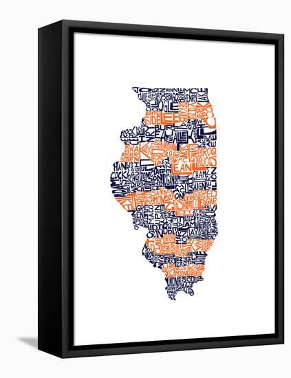 Typographic Illinois Illini-CAPow-Framed Stretched Canvas