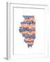 Typographic Illinois Illini-CAPow-Framed Art Print