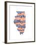 Typographic Illinois Illini-CAPow-Framed Art Print