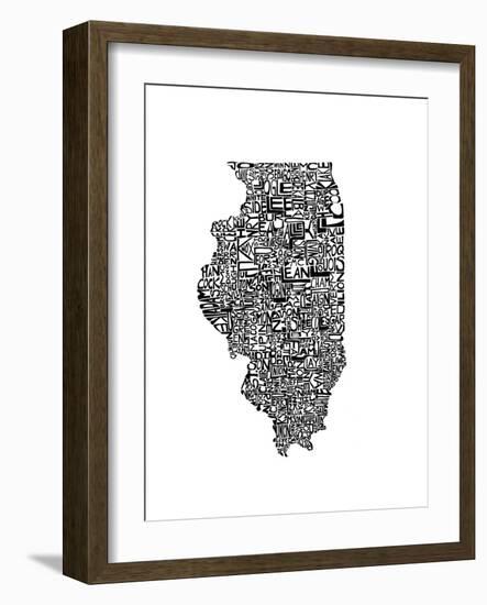 Typographic Illinois-CAPow-Framed Art Print