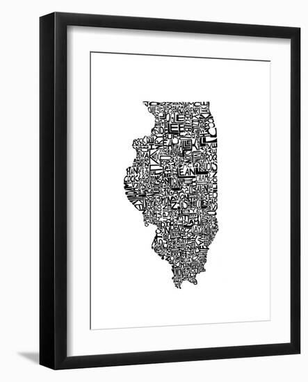 Typographic Illinois-CAPow-Framed Art Print