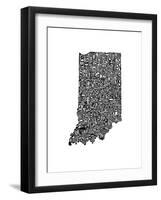 Typographic Indiana-CAPow-Framed Art Print