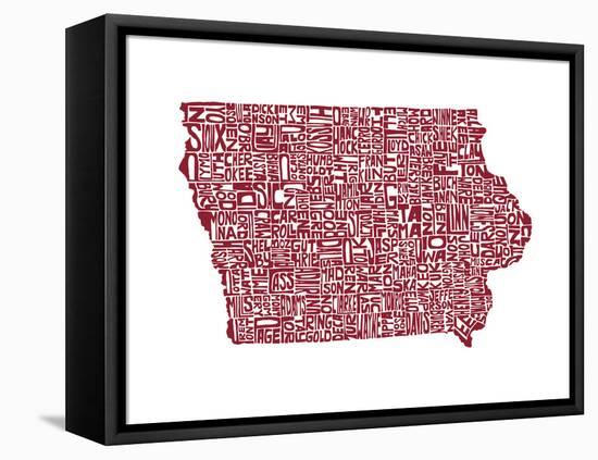 Typographic Iowa Maroon-CAPow-Framed Stretched Canvas