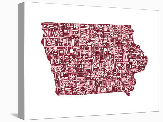 Typographic Iowa Maroon-CAPow-Stretched Canvas