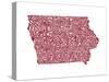 Typographic Iowa Maroon-CAPow-Stretched Canvas