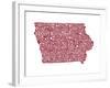 Typographic Iowa Maroon-CAPow-Framed Art Print