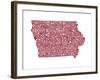 Typographic Iowa Maroon-CAPow-Framed Art Print