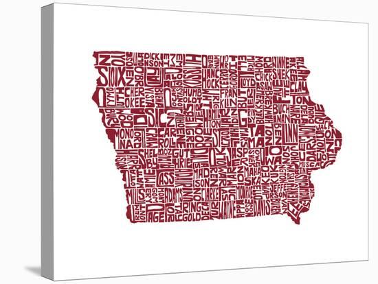 Typographic Iowa Maroon-CAPow-Stretched Canvas