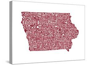 Typographic Iowa Maroon-CAPow-Stretched Canvas