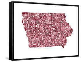 Typographic Iowa Maroon-CAPow-Framed Stretched Canvas