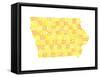 Typographic Iowa Yellow Orange-CAPow-Framed Stretched Canvas