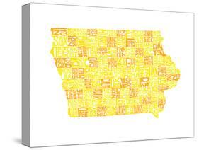 Typographic Iowa Yellow Orange-CAPow-Stretched Canvas