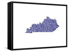 Typographic Kentucky Navy-CAPow-Framed Stretched Canvas