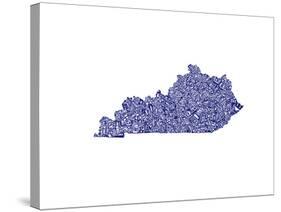 Typographic Kentucky Navy-CAPow-Stretched Canvas