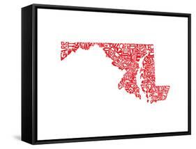 Typographic Maryland Red-CAPow-Framed Stretched Canvas