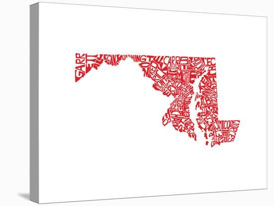 Typographic Maryland Red-CAPow-Stretched Canvas