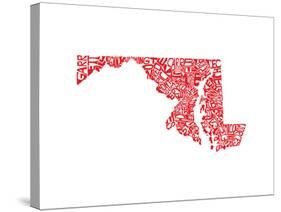 Typographic Maryland Red-CAPow-Stretched Canvas