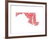 Typographic Maryland Red-CAPow-Framed Art Print