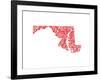 Typographic Maryland Red-CAPow-Framed Art Print