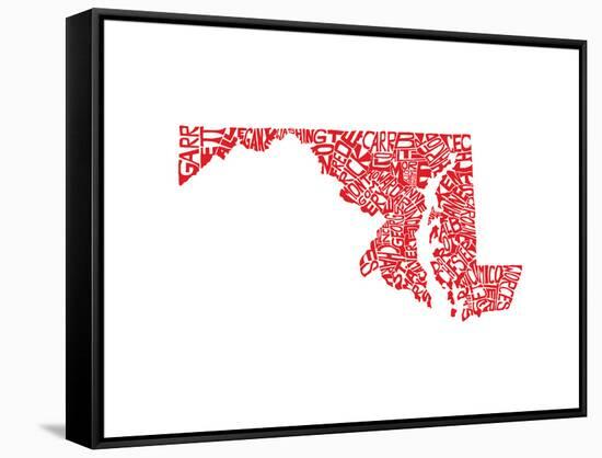 Typographic Maryland Red-CAPow-Framed Stretched Canvas