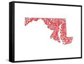 Typographic Maryland Red-CAPow-Framed Stretched Canvas