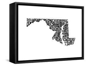 Typographic Maryland-CAPow-Framed Stretched Canvas