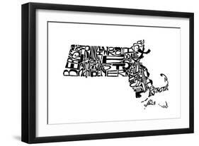 Typographic Massachusetts-CAPow-Framed Art Print