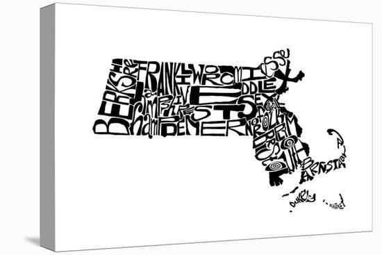 Typographic Massachusetts-CAPow-Stretched Canvas