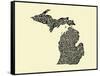 Typographic Michigan Beige Background-CAPow-Framed Stretched Canvas