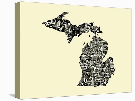 Typographic Michigan Beige Background-CAPow-Stretched Canvas