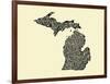 Typographic Michigan Beige Background-CAPow-Framed Art Print