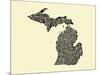 Typographic Michigan Beige Background-CAPow-Mounted Art Print