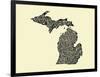 Typographic Michigan Beige Background-CAPow-Framed Art Print