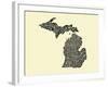 Typographic Michigan Beige Background-CAPow-Framed Art Print