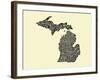 Typographic Michigan Beige Background-CAPow-Framed Art Print