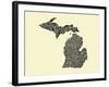 Typographic Michigan Beige Background-CAPow-Framed Art Print