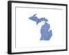 Typographic Michigan Blue-CAPow-Framed Art Print