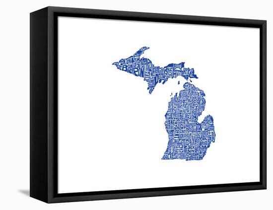 Typographic Michigan Blue-CAPow-Framed Stretched Canvas