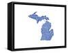 Typographic Michigan Blue-CAPow-Framed Stretched Canvas