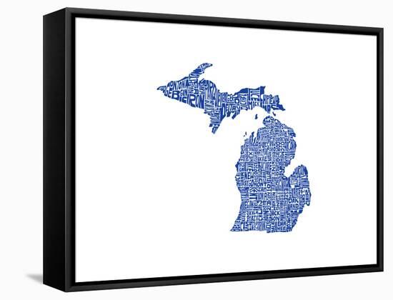 Typographic Michigan Blue-CAPow-Framed Stretched Canvas