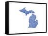 Typographic Michigan Blue-CAPow-Framed Stretched Canvas
