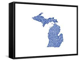 Typographic Michigan Blue-CAPow-Framed Stretched Canvas