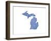 Typographic Michigan Blue-CAPow-Framed Art Print