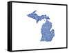 Typographic Michigan Blue-CAPow-Framed Stretched Canvas