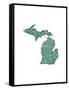 Typographic Michigan Forest Green-CAPow-Framed Stretched Canvas