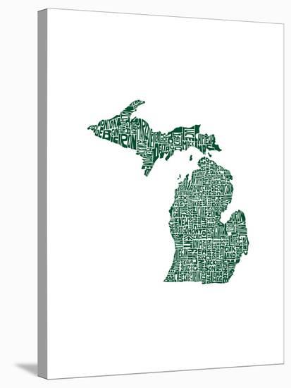 Typographic Michigan Forest Green-CAPow-Stretched Canvas