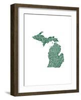 Typographic Michigan Forest Green-CAPow-Framed Art Print