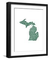Typographic Michigan Forest Green-CAPow-Framed Art Print