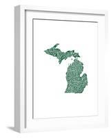 Typographic Michigan Forest Green-CAPow-Framed Art Print